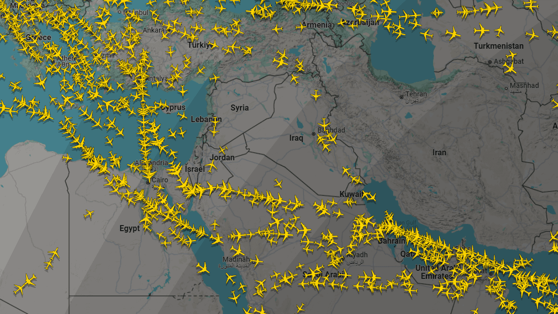 ئاسمانی عێراق چۆڵە لە تێپەڕبوونی فڕۆکە بۆ گەشتیی نێودەوڵەتی
