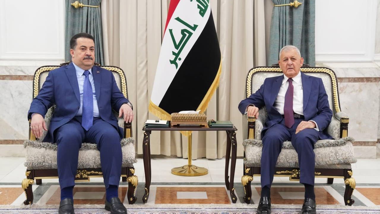 سوودانی و سەرۆککۆمار جەخت لە چارەسەرکردنی کێشەکانی نێوان هەولێر و بەغدا دەکەنەوە