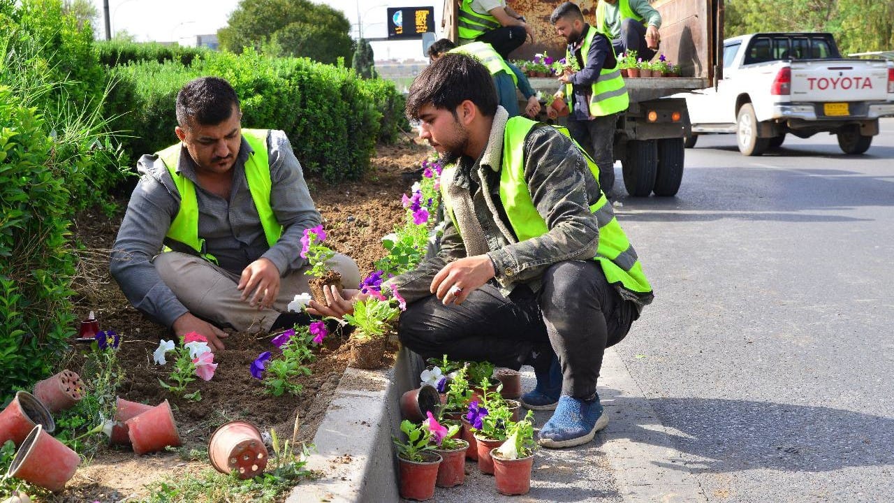 شەقامەکانی شاری هەولێر بە گوڵ دەڕازێنرێنەوە