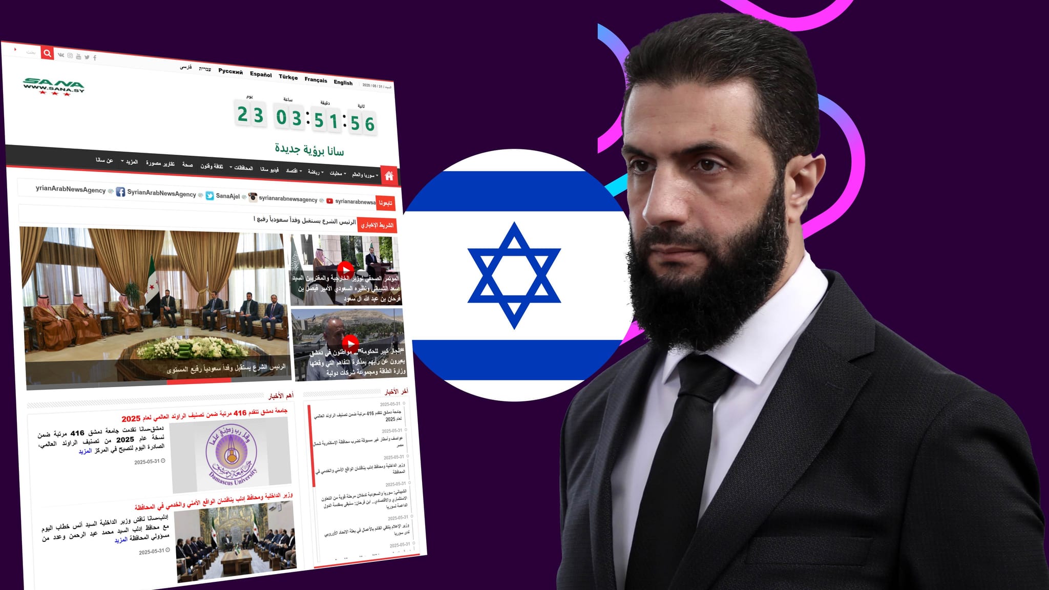 ئەحمەد شەرع هەنگاوێکی نوێ بەرەو ئیسرائیل دەنێت: ئاژانسی سانا زمانی عیبری زیاد دەکات