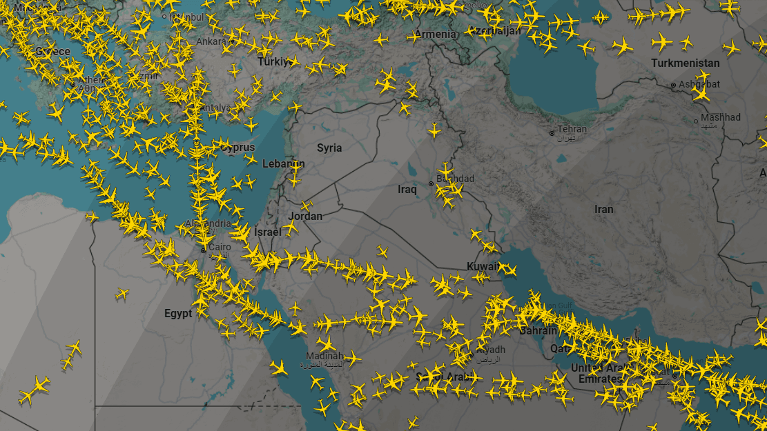 ئاسمانی عێراق چۆڵە لە تێپەڕبوونی فڕۆکە بۆ گەشتیی نێودەوڵەتی