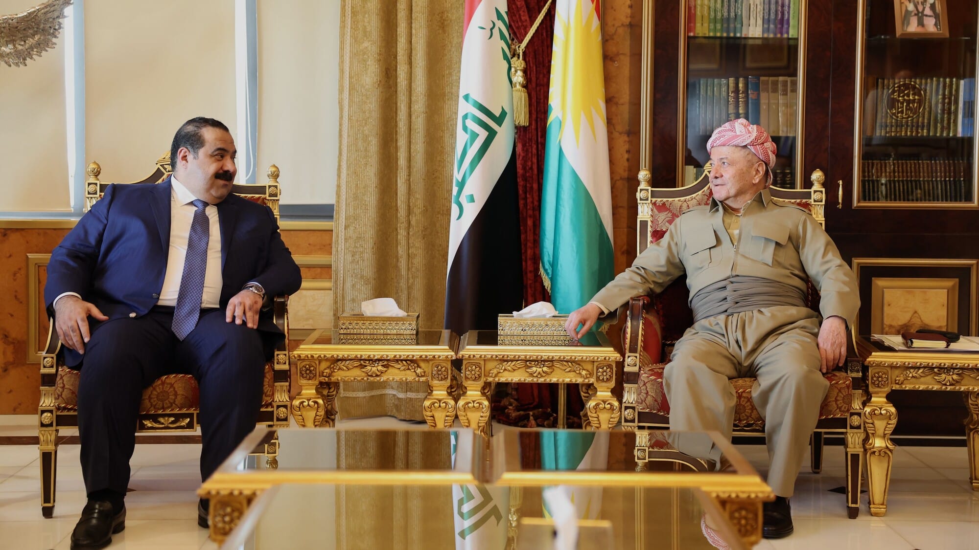 سەرۆک بارزانی و سەرۆکی هاوپەیمانی عەزم بارودۆخی عێراق تاوتوێ دەکەن