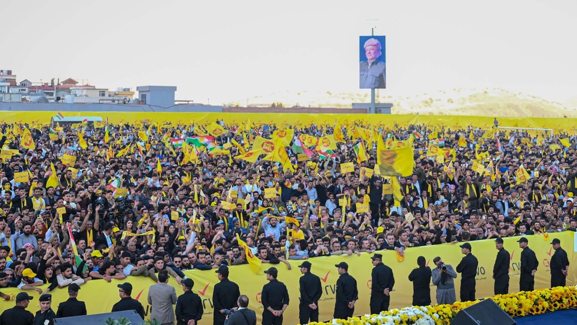 بە ئامادەبوونی سەرۆک بارزانی، پارتی گەورەترین کەرنەڤاڵی بانگەشەی هەڵبژاردن لە هەولێر بەڕێوە دەبات