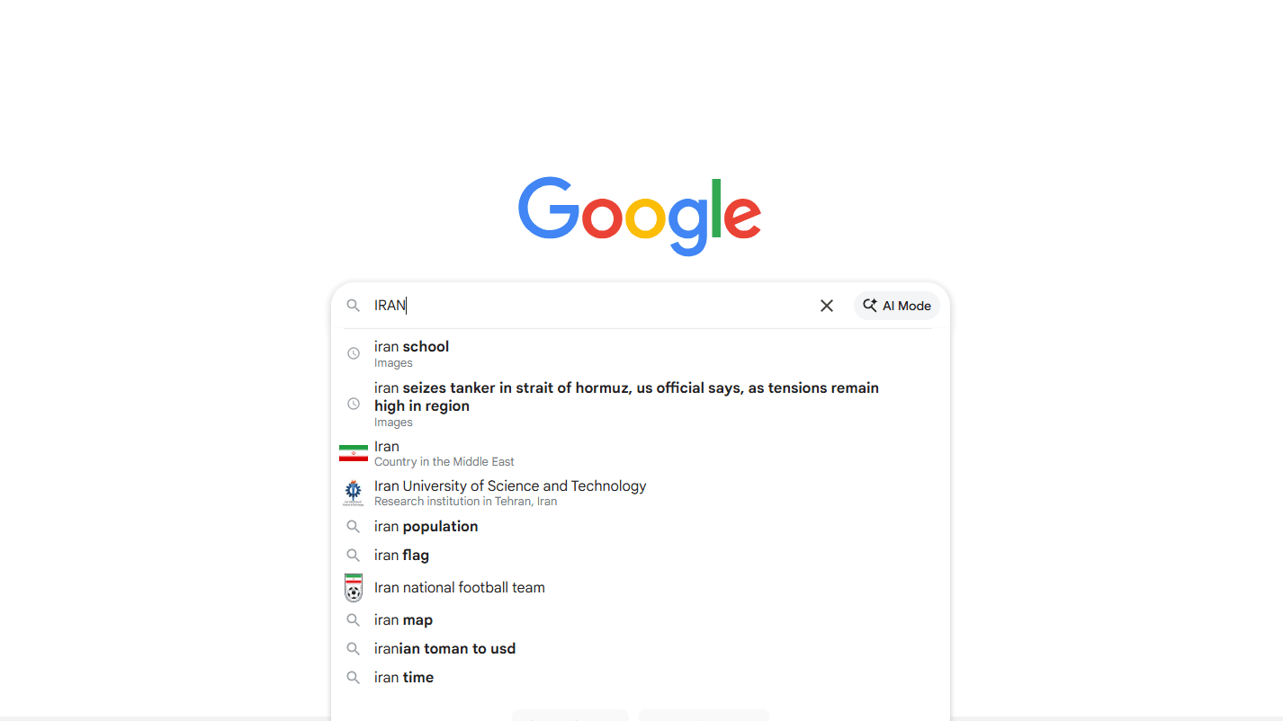 بۆ ساڵی 2025 ئێران لە ڕیزی زۆرترین سێرچەکانی گووگڵ بووە