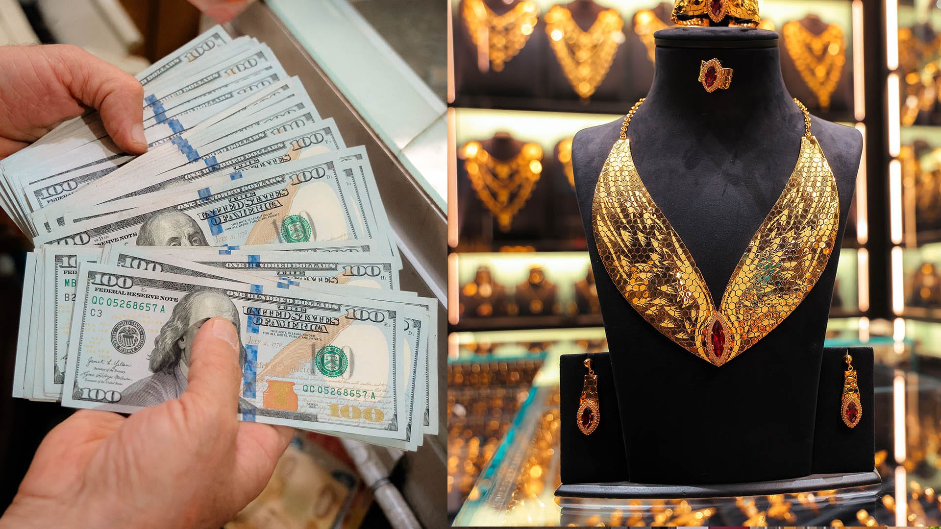 دۆلار و زێڕ ئاستێکی پێوانەیی تۆمار دەکەن