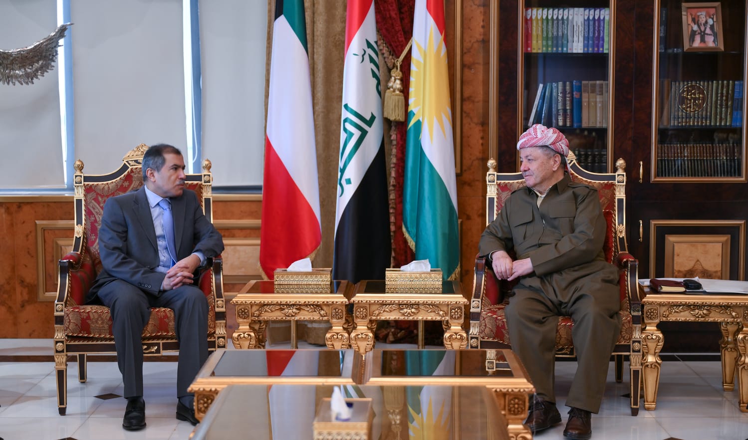 سەرۆک بارزانی و باڵیۆزی کوێت لە عێراق هەڕەشەکانی بەردەم سەقامگیریی ناوچەکە تاوتوێ دەکەن