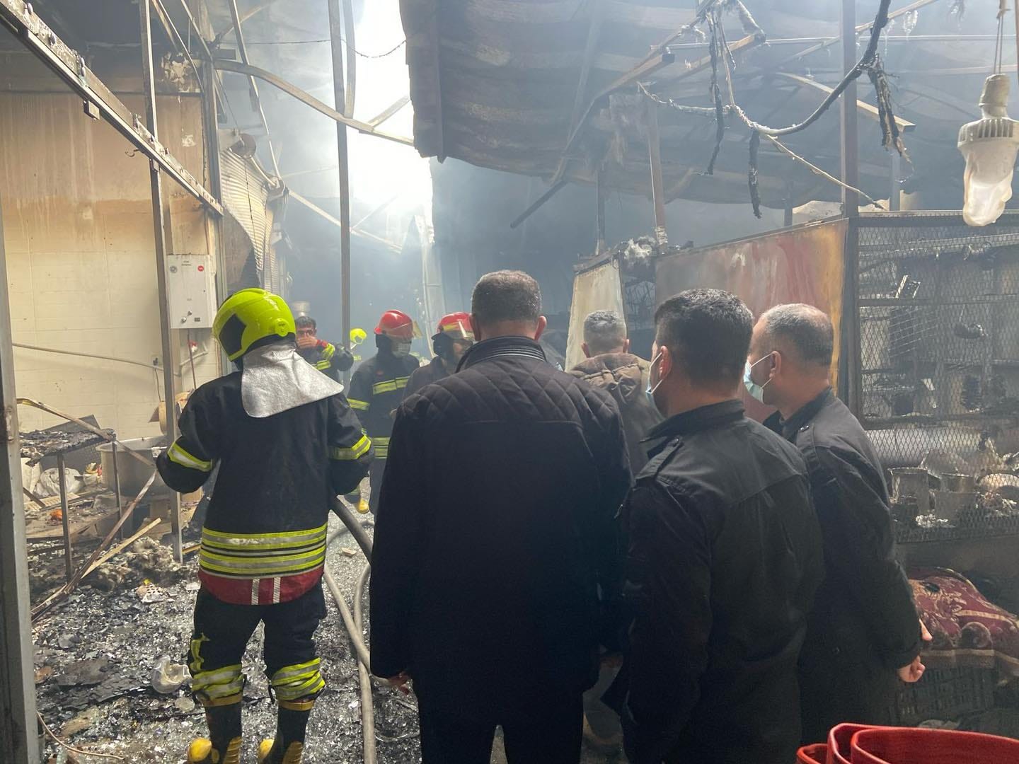 ئاگرێک لە بازاڕی دارەسووتاوەکەی سلێمانی کەوتەوە