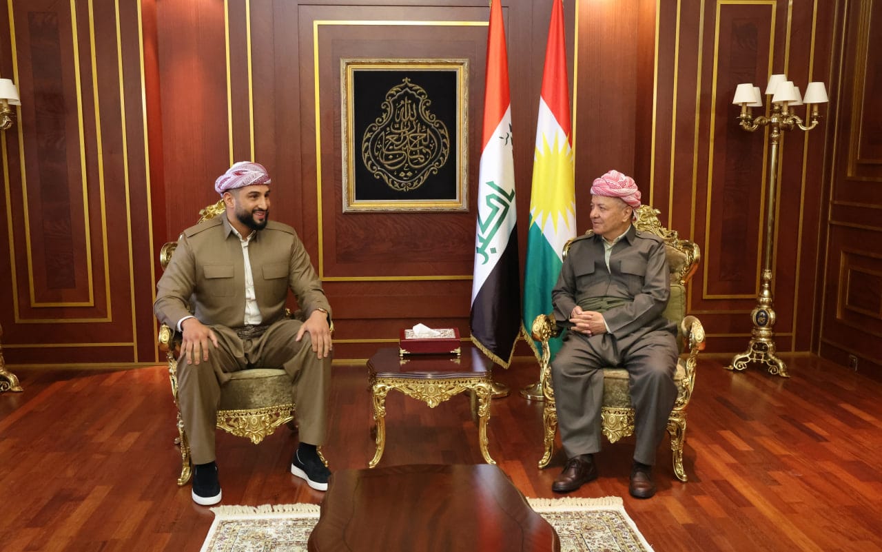 سەرۆک بارزانی پێشوازی لە عەگید كابایل پاڵەوانی بۆكسێنی جیهان دەكات