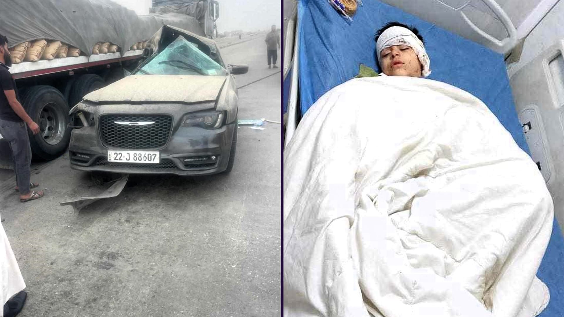 خانەوادەیەكی هەولێر لە نزیك بەغدا تووشی ڕووداوێكی سەختی هاتووچۆ دەبن