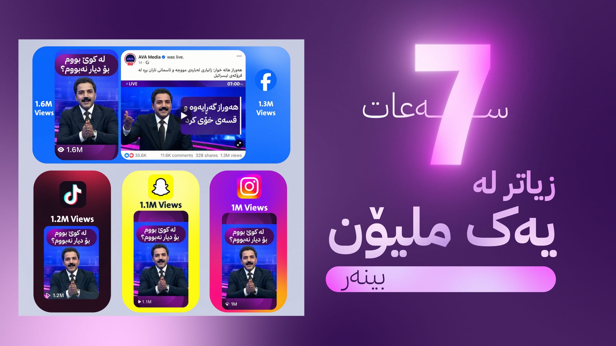 سەعات حەوت زیاتر لە یەک ملیۆن بینەر