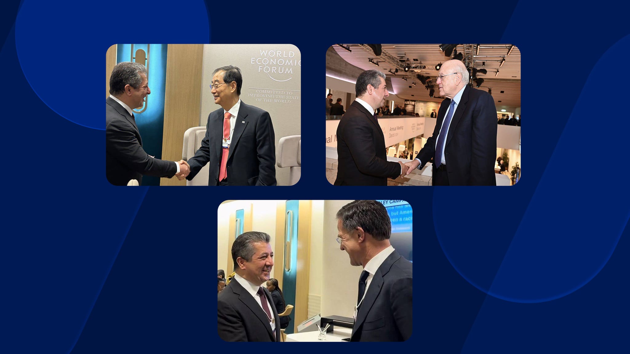 سهرۆکوەزیران بارزانی لەگەڵ سەرۆکوەزیرانەکانی هۆڵەندا و کۆریای باشوور و لوبنان کۆبووەوە