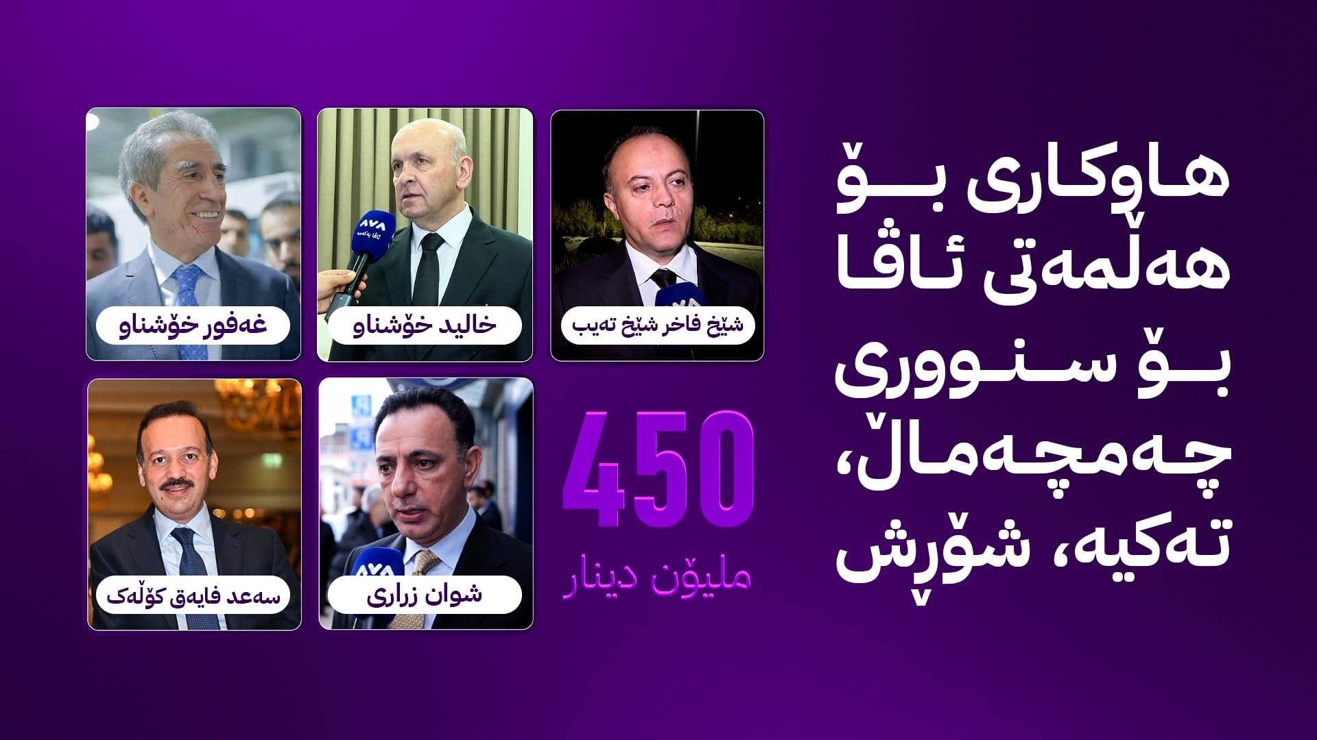 سەرمایەداران بە سەدان ملیۆن دینار بەشداری کەمپەینی ئاڤا دەکەن
